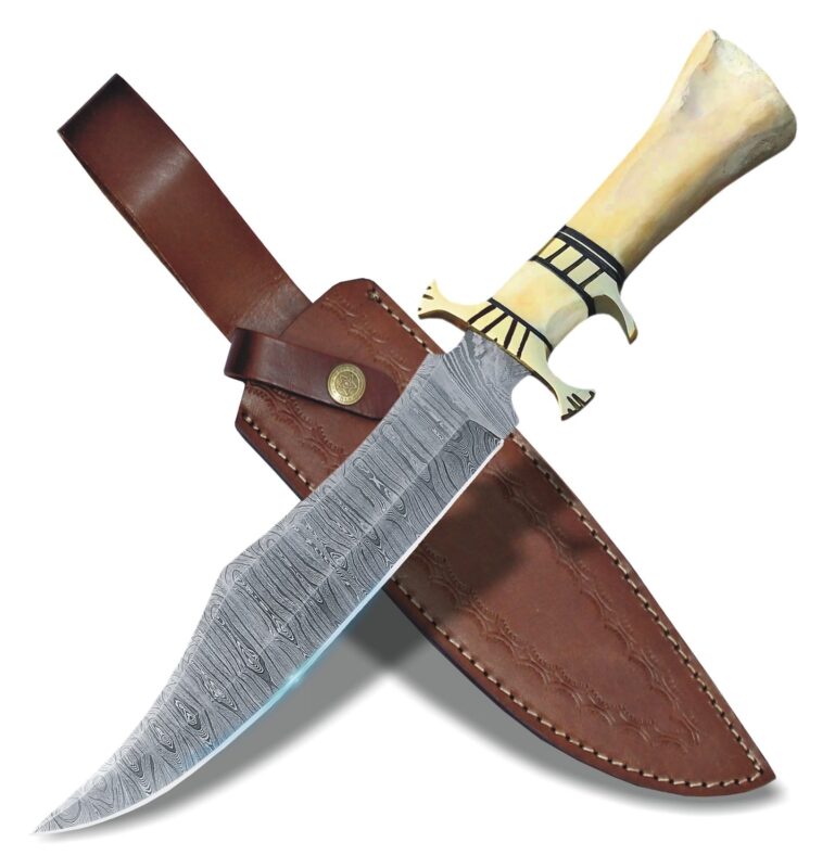 Full Tang Damascus Fix Blade Bowie Hunting Knife