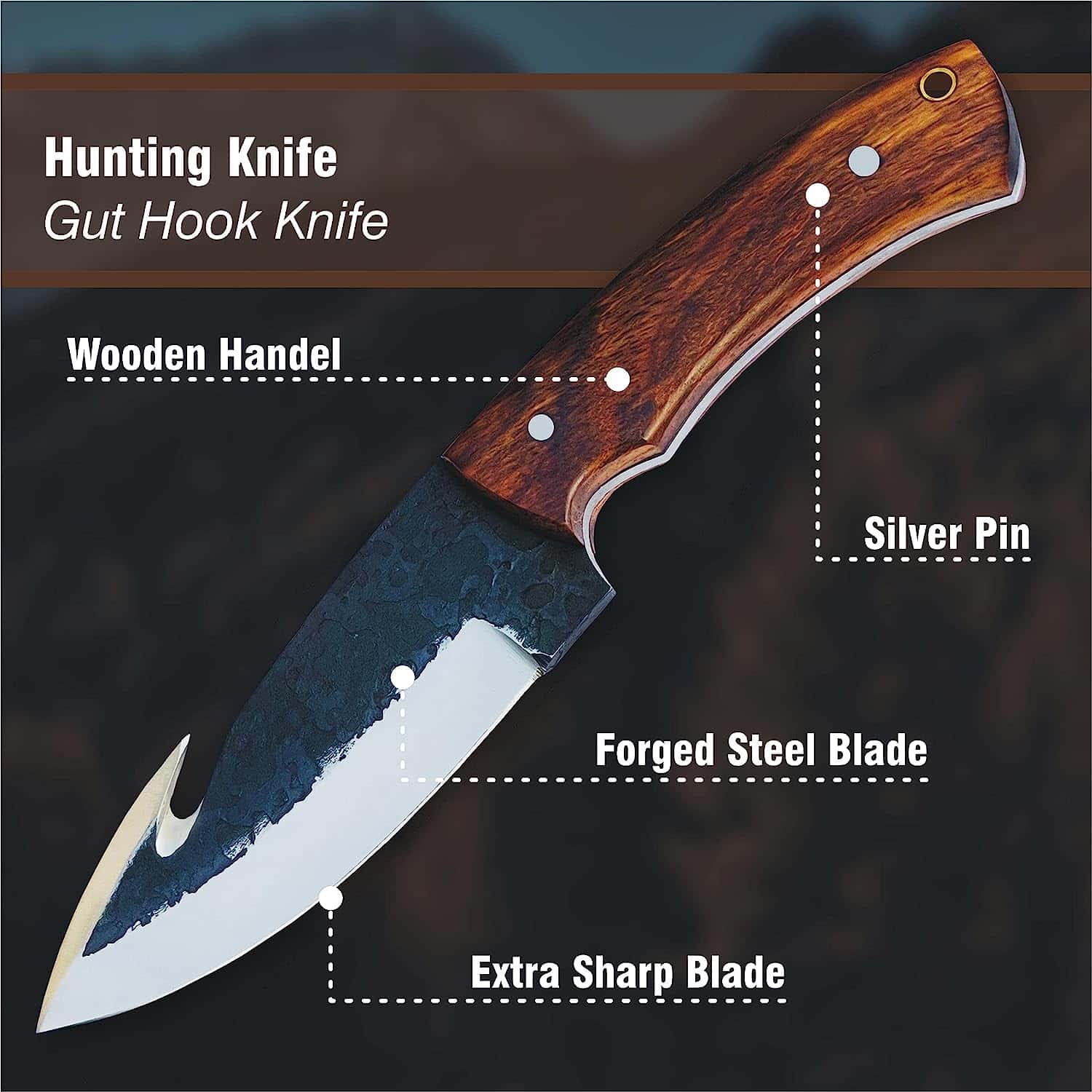 Hand Forged 10 Gut Hook Knife Hand Forged 10 Gut Hook Knife