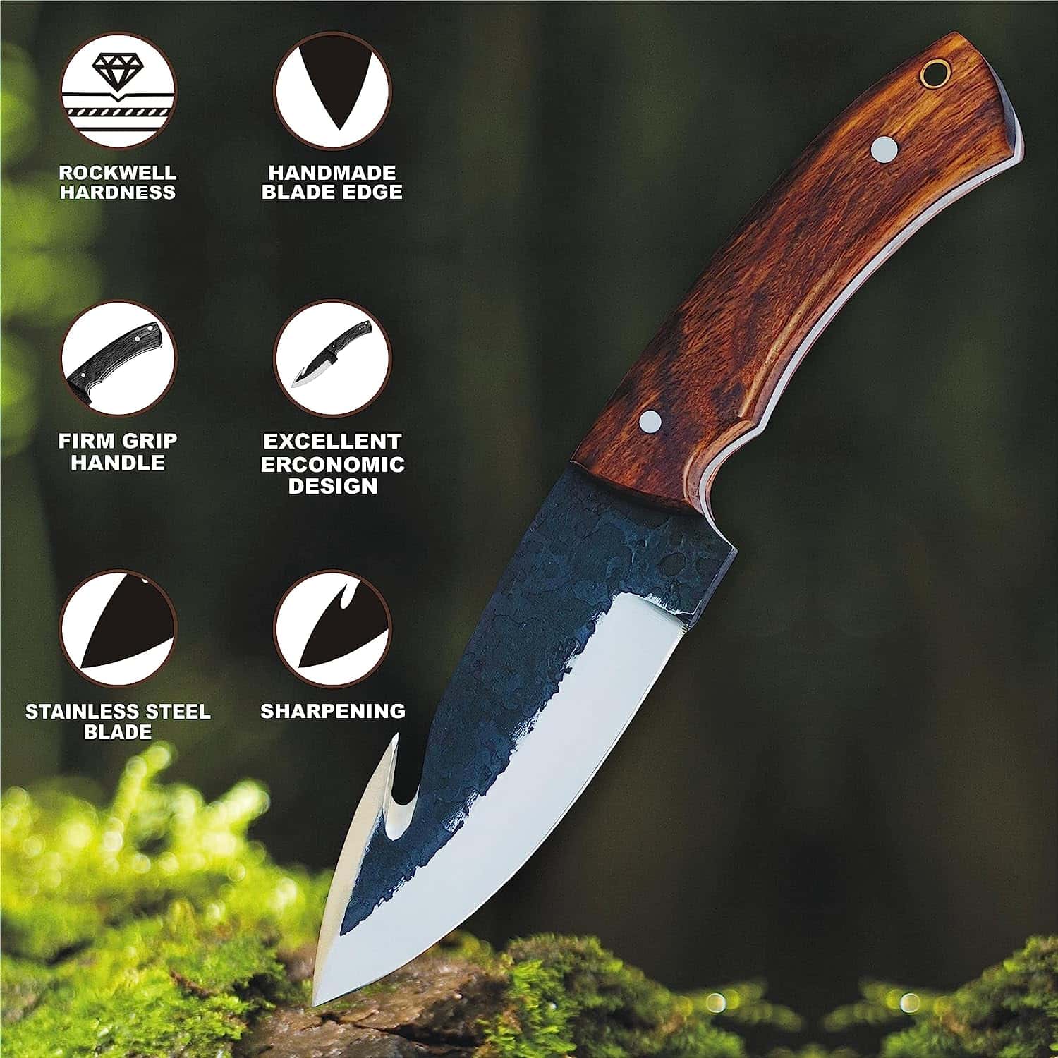 Hand Forged Gut Hook Skinning Knife Hand Forged Gut Hook Skinning Knife