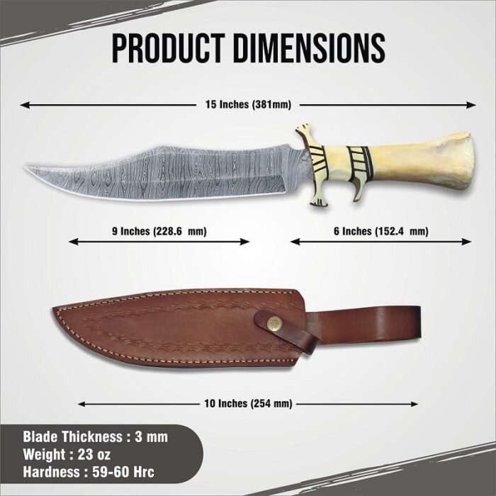 Handmade Fixed Blade Bowie Hunting Knife